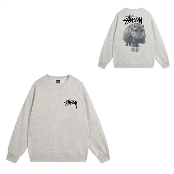 Stussy Tops Stussy Sweatshirt Hippo Crew Sweat Light Gray